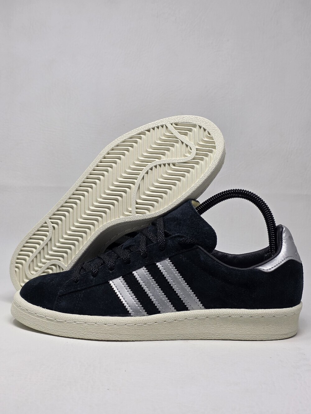 Adidas Originals Campus 80s Sneakers Suede Black Silver GX7330 Men' Size 7.5 NWT